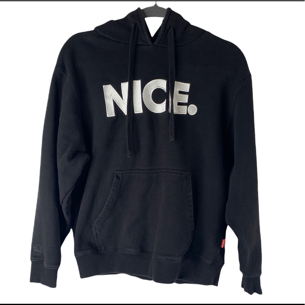 NICEKICKS Men‘s Size Small NICE. Logo Hoodie Black